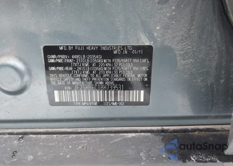 2011 Subaru Forester 2.5X Limited из США, поврежденный, VIN JF2SHBEC1BH739531